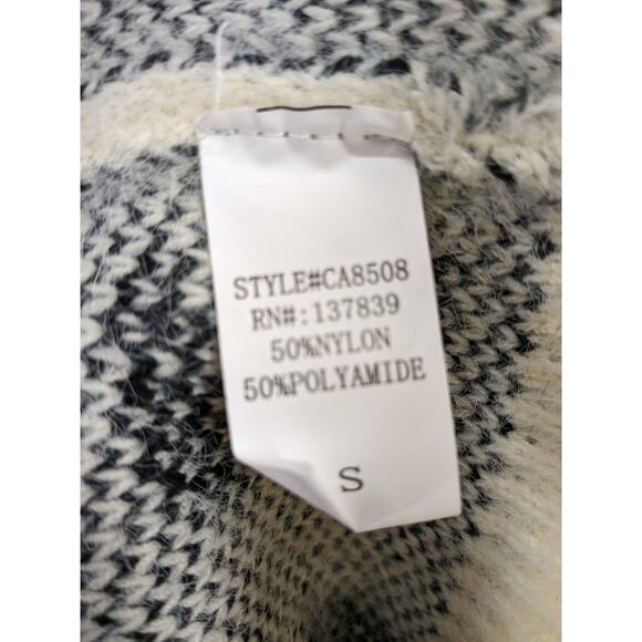 Dreamers Animal Print Cardigan Small Cream Black Open Front Leopard Knit Sweater - Picture 6 of 12